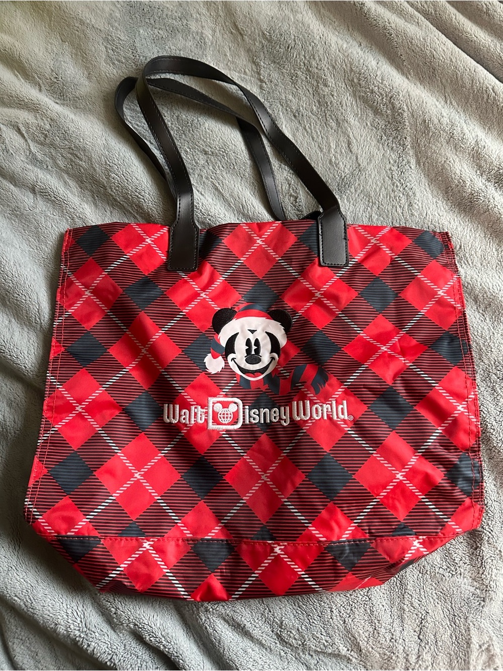 Disney Red and Black Plaid Mickey Mouse Tote